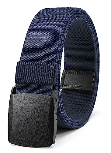 Bon4Extrao Stretchgürtel Herren Blau ohne Löcher, Elastischer Gürtel Herren Buckley Belt mit Schwerlast Leichter Kunststoffschnalle, Stoffgürtel Herren Stufenlos Verstellbar, Größe Angepasst von Bon4Extrao