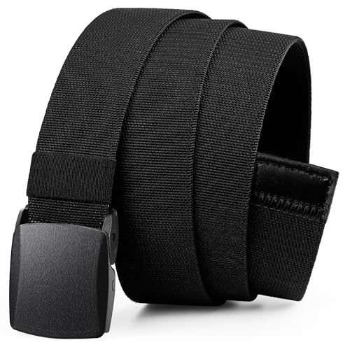 Bon4Extrao Straffes Elastischer Gürtel Herren für Arbeits, Stretchgürtel Herren 38mm für Wandern Reise Arbeitshose mit Leicht Taktische Metallfrei-Schnalle, Stufenlos Verstellbar, Schwarz von Bon4Extrao