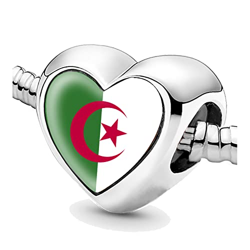 Bon4azuré Perlen für Armbänder Algerien Flagge Silber Charms für Frauen Perle Schmuck Geschenke für Mädchen von Xamic