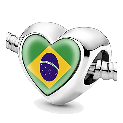 Bon4azuré Perlen für Armbänder Brasilien Flagge Silber Charms für Frauen Charme Perle Schmuck Geschenke Geschenkidee für Mädchen, Nein Bon4azuré Perlen für Armbänder Brasilien Flagge Silber Charms für Frauen Charme Perle Schmuck Geschenke Geschenkidee für Mädchen, Nein von Bon4azuré