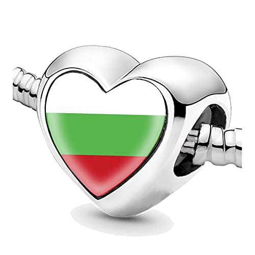 Bon4azuré Perlen für Armbänder Bulgarien Flagge Silber Charms für Frauen Charme Perle Schmuck Geschenke Geschenkidee für Mädchen, Silber von Erkic