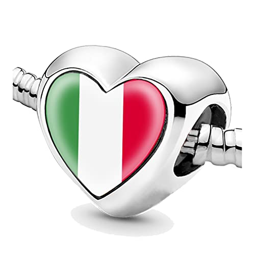 Perlen für Armbänder Italien Flagge Silber Charms für Frauen Charme Perle Schmuck Geschenke Geschenkidee für Mädchen, Nein von Vineen