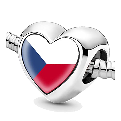 Bon4azuré Perlen für Armbänder Tschechische Republik Flagge Silber Charms für Frauen Charme Perle Schmuck Geschenke Ideen für Mädchen, Metall von Erkic