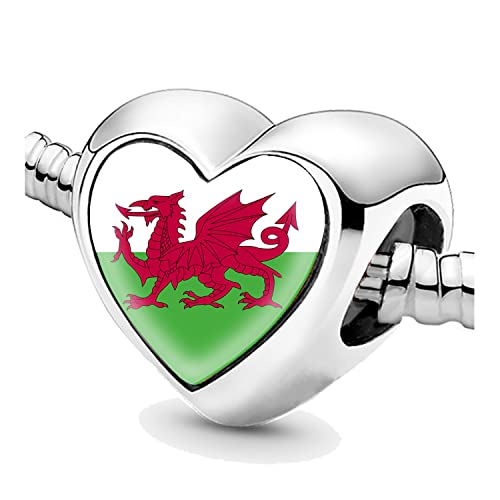 Bon4azuré Perlen für Armbänder Wales-Flagge Silber Charms für Frauen Charm Perle Schmuck Geschenke Ideen für Mädchen, Sterling-Silber von Erkic