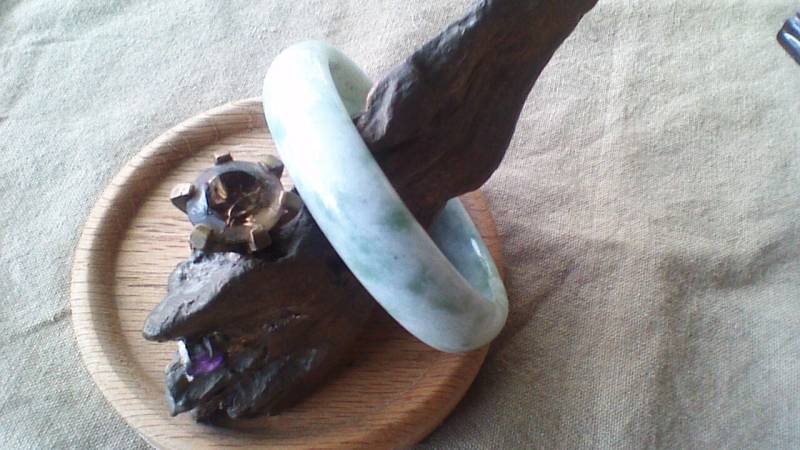 61 Mm Weiß Mit Gelben Blumen Guibezug Nephrit 100% Natürliche Jade Armreif #489 von BonAmiJewels