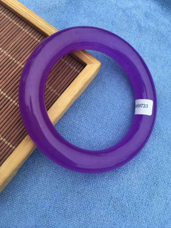 62 Mm Zertifizierter Bashan Lavendel Jade Armband Armreif von BonAmiJewels