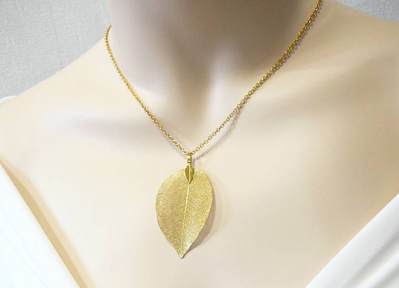Echtes Blatt Halskette Vergoldet Schmuck Für Damen Geschenk Mädchen Boho Lange Gold Eingetaucht Natur Hochzeitsschmuck von BonBonStones
