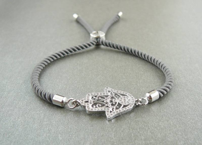 Hamsa Armband, Slider Armband Für Frauen, Silber Hand Armbänder, Der Fatima Geschenk Schutz Schmuck von BonBonStones