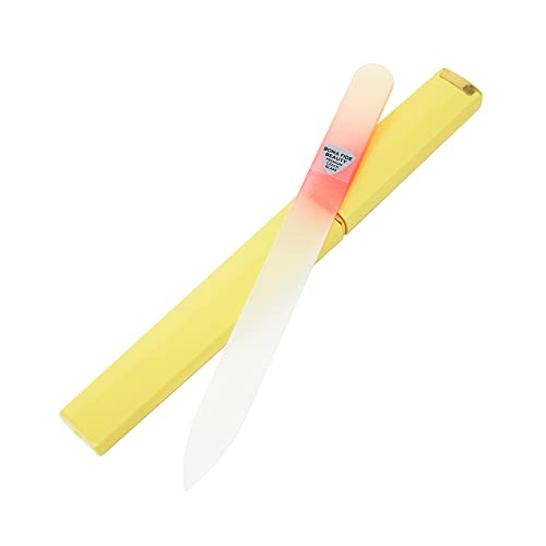 Bona Fide Beauty Tschechische Glasnagelfeile mit Etui, 1 Stück Gold Orange High Grit Fingernagelfeile. Beliebte Geschenke für Frauen, angenehme Kristall-Nagelfeile von Bona Fide Beauty