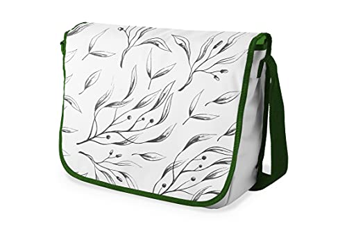 Le Jardin du Lin Digital Bedruckte Messenger Schultaschen mit Khaki Riemen für Mädchen und Jungen, Zurück zur Schule, Kuriertaschen für Schüler, Umhängetaschen, Größe: 29x36 Cm von Bonamaison