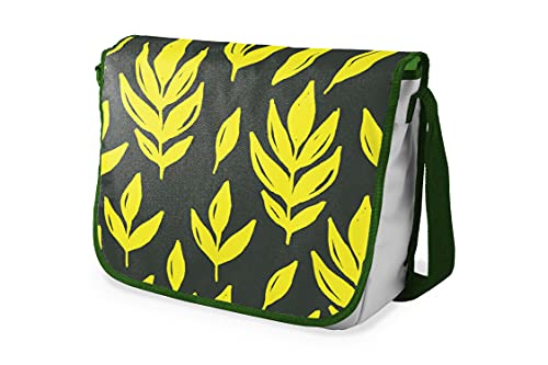 Le Jardin du Lin Digital Bedruckte Messenger Schultaschen mit Khaki Riemen für Mädchen und Jungen, Zurück zur Schule, Kuriertaschen für Schüler, Umhängetaschen, Größe: 29x36 Cm von Bonamaison