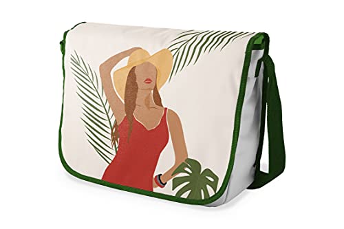 Le Jardin du Lin Digital Bedruckte Messenger Schultaschen mit Khaki Riemen für Mädchen und Jungen, Zurück zur Schule, Kuriertaschen für Schüler, Umhängetaschen, Größe: 29x36 Cm von Le Jardin du Lin