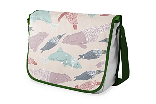 Le Jardin du Lin Digital Bedruckte Messenger Schultaschen mit Khaki Riemen für Mädchen und Jungen, Zurück zur Schule, Kuriertaschen für Schüler, Umhängetaschen, Größe: 29x36 Cm von Le Jardin du Lin