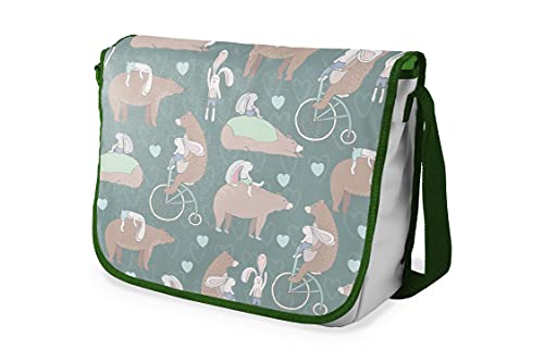 Le Jardin du Lin Digital Bedruckte Messenger Schultaschen mit Khaki Riemen für Mädchen und Jungen, Zurück zur Schule, Kuriertaschen für Schüler, Umhängetaschen, Größe: 29x36 Cm von Le Jardin du Lin