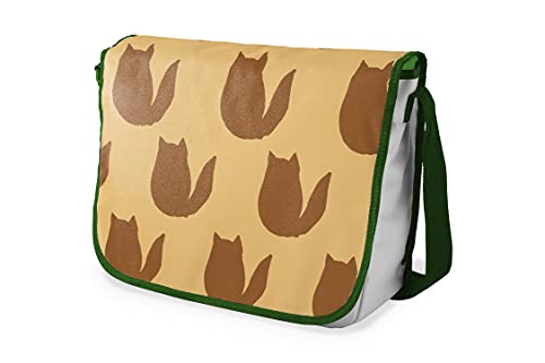 Bonamaison Digital Bedruckte Messenger Schultaschen mit Khaki Riemen für Mädchen und Jungen, Zurück zur Schule, Kuriertaschen für Schüler, Umhängetaschen, Größe: 29x36 cm von Bonamaison