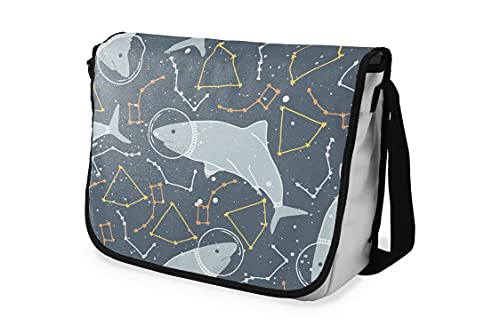 Le Jardin du Lin Digital Bedruckte Messenger Schultaschen mit Schwarzem Riemen für Mädchen und Jungen, Zurück zur Schule, Kuriertaschen für Schüler, Umhängetaschen, Größe: 29x36 Cm von Le Jardin du Lin