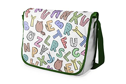 Le Jardin du Lin Digital Bedruckte Messenger Schultaschen mit Khaki Riemen für Mädchen und Jungen, Zurück zur Schule, Kuriertaschen für Schüler, Umhängetaschen, Größe: 29x36 Cm von Bonamaison