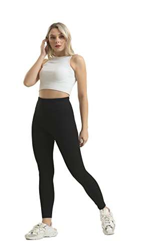 Bonateks, Damen High Waist, Sportleggings, Damen Lang, Yogahose, Blickdichte Strumpfhose Für Sport, Fitness, Freizeit, Farbe: Schwarz, Größe: M von Bonateks