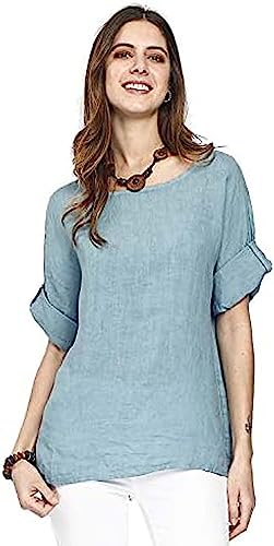 Bonateks Damen Flowing with Medium Length, Round Collar and Pockets Casual Dress, Weiß, 38 EU von Bonateks