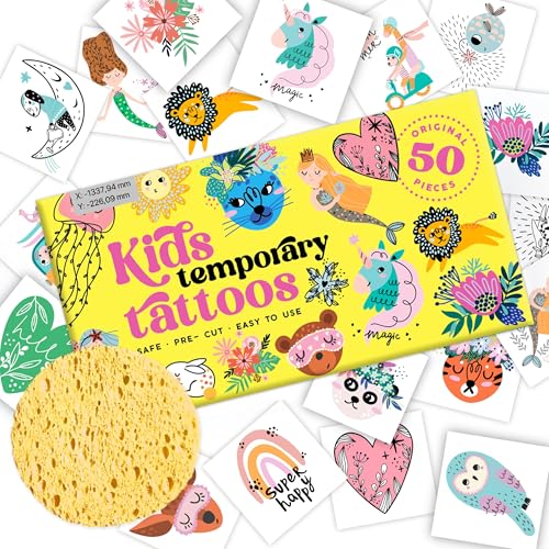 Kids Temporary Tattoos - Made in Europe Hypoallergenic, Pre-Cut, 50 Pcs Original Kid Tattoos (Fairytale) (Fairytale) von Bonbaloo
