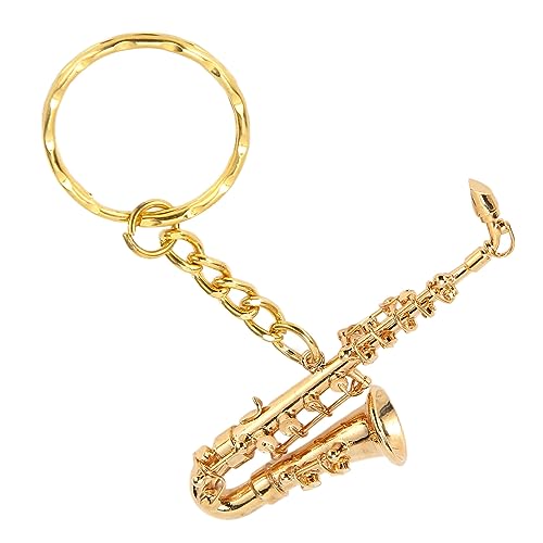 Bonbela Saxophon Keychain Musikinstrument Miniatur Messing Saxophon Anhänger Key Ring Lebendige Niedliche Dekoration für Tasten Brieftaschen mit Goldener Farbe Perfektes für von Bonbela