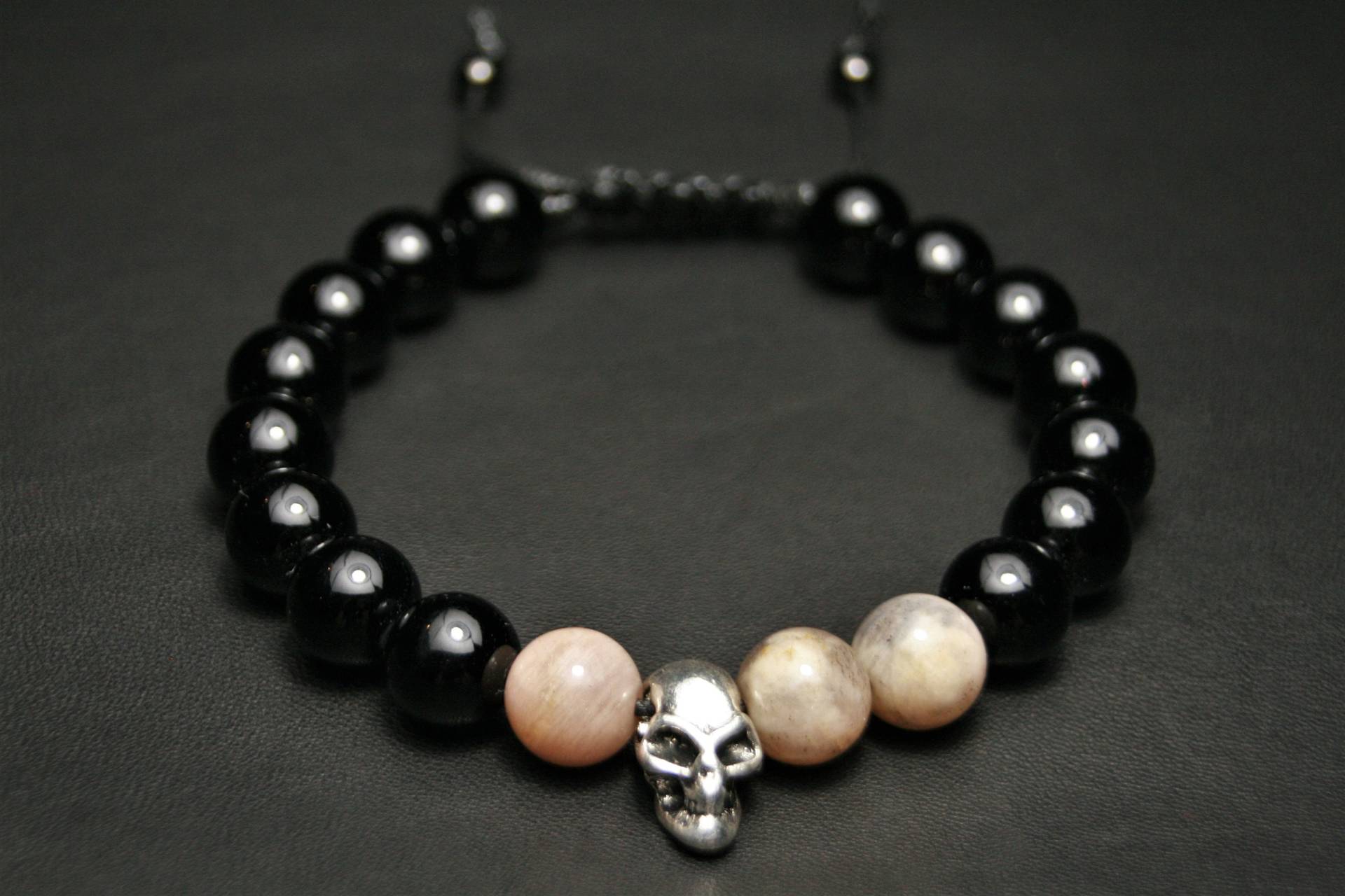 Elite Edles Shungit Emf Schutz Herren Schädel Wohlstand Sunstone Armband von BondMall