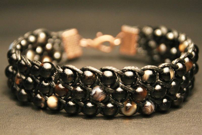 Tigerauge Stein Shambala Armband Handgefertigtes Wachskordel Armband von BondMall