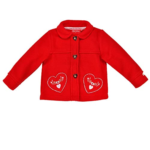 Bondi Mädchen Trachten Fleecejacke Herzilein 86624 - Rot | Kinderjacke 80 von Bondi