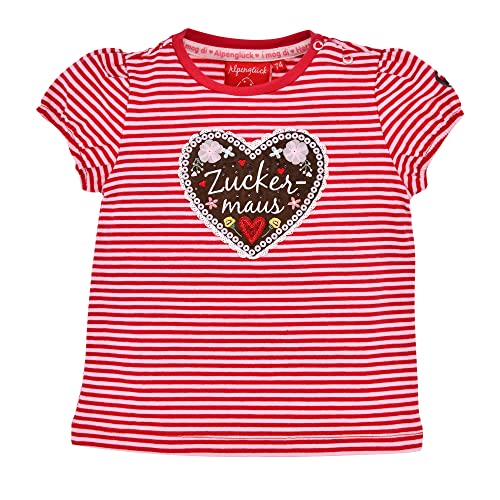 BONDI T-Shirt halbarm Geringelt ´Zuckermaus´, Stripe red/Rose 68 Tracht Baby Mädchen Artikel-Nr.86750 von Bondi