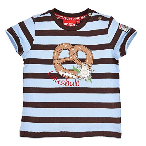 Bondi Jungen T-Shirt Lausbub mit Breze 91370 | Blau Braun Gr. 68 von Bondi