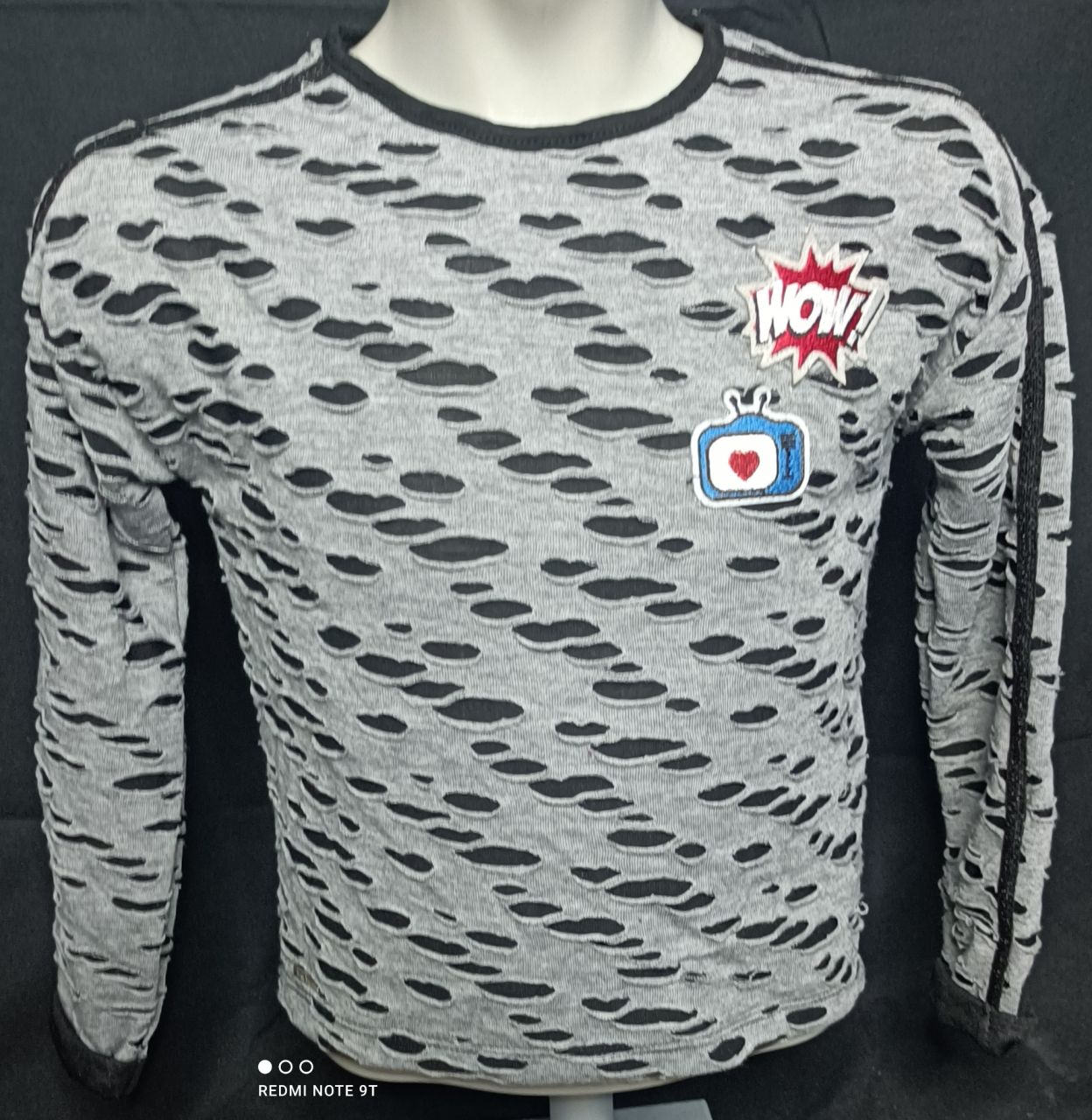 Bondi Longsleeve Mädchen schwarz grau kurz geschnitten von Bondi