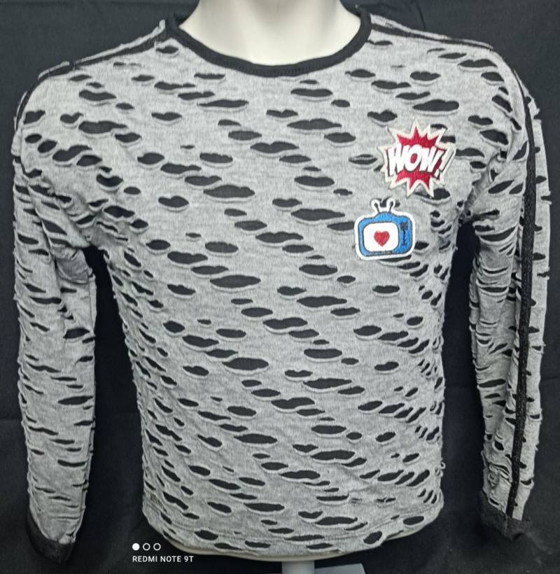 Bondi Longsleeve Mädchen schwarz grau kurz geschnitten von Bondi