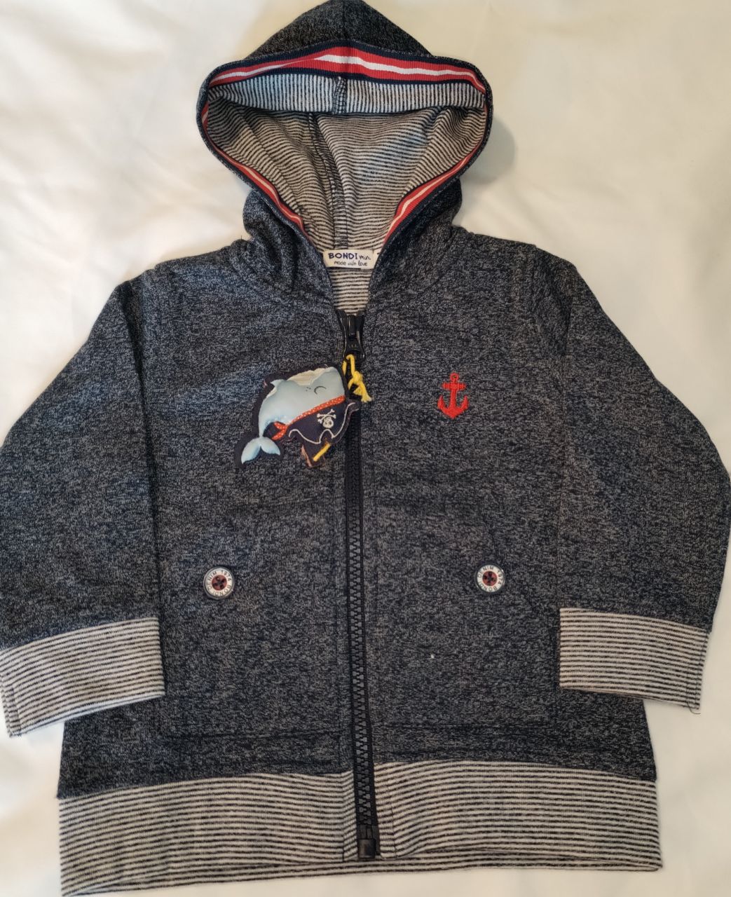 Bondi Strickjacke mit Kapuze Sailing Junge navy melange von Bondi