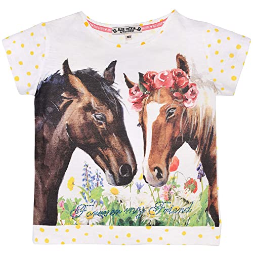 Bondi T-Shirt Friends mit Pferde Print 36204 - Weiß | Mädchen Kurzarmshirt Gr. 128 von Bondi