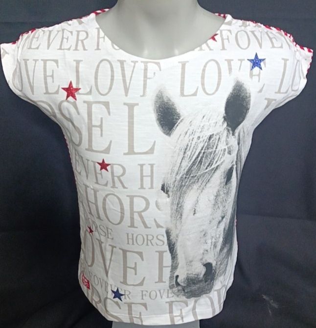 Bondi T-Shirt Mädchen Pferd rot/weiß gestreift von Bondi