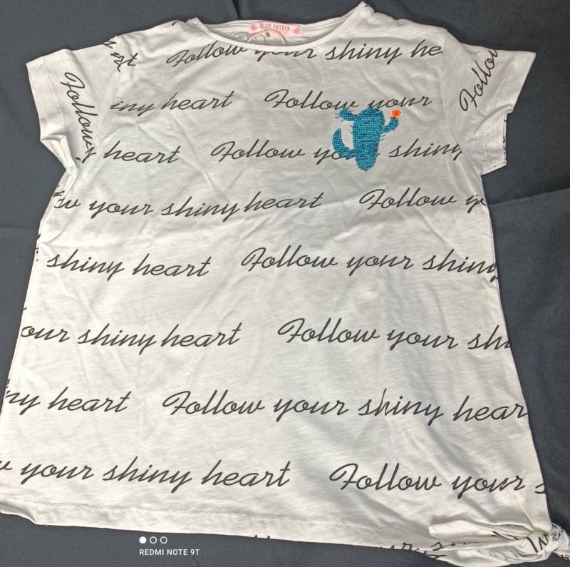 Bondi T-Shirt Mädchen weiß mit Pailetten und Schrift von Bondi