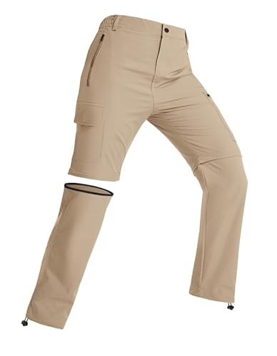 BondiTrekk Damen-Wanderhose-Zip-Off-Trekkinghose, Atmungsaktiv Wanderhose Damen Schnell Trekkinghose Abnehmbar Zip Off Outdoorhose Sommer Hiking Pants Funktionshose Khaki S von BondiTrekk