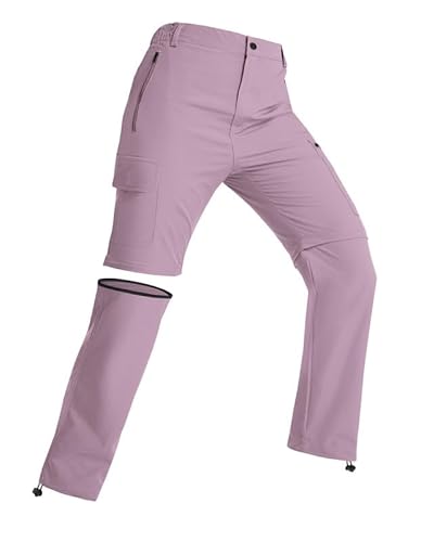 BondiTrekk Damen-Wanderhose-Zip-Off-Trekkinghose, Atmungsaktiv Wanderhose Damen Schnell Trekkinghose Abnehmbar Zip Off Outdoorhose Sommer Hiking Pants Funktionshose Rosa Lila L von BondiTrekk