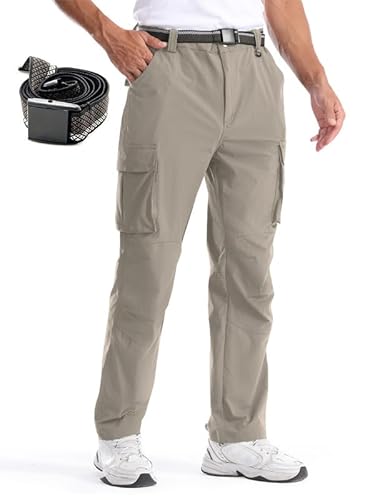BondiTrekk Herren Wanderhose, schnell trocknende leichte Outdoorhose, elastische und Wasserabweisende Arbeitshose für Outdoor Aktivitäten Frühling/Sommer Dünner Stil Light Khaki XL von BondiTrekk