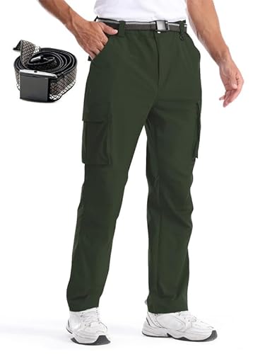 BondiTrekk Herren Wanderhose, schnell trocknende leichte Outdoorhose, elastische und Wasserabweisende Arbeitshose für Outdoor Aktivitäten Frühling/Sommer Dünner Stil Military Green S von BondiTrekk