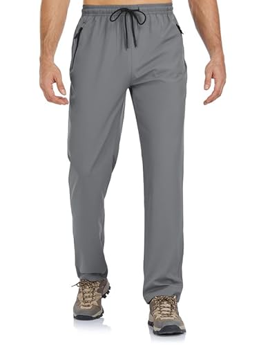 BondiTrekk Jogginghose Herren Reißverschlusstasche Sporthose Lang Sport Hose Trainingshose Laufhose Yogahose Sweatpants Hosen mit Gummizug für Herren(Grau,XXL) von BondiTrekk