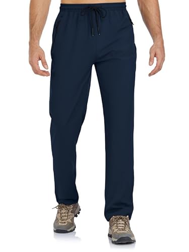 BondiTrekk Jogginghose Herren Reißverschlusstasche Sporthose Lang Sport Hose Trainingshose Laufhose Yogahose Sweatpants Hosen mit Gummizug für Herren(Marine,L) von BondiTrekk
