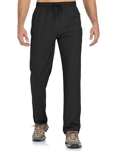 BondiTrekk Jogginghose Herren Reißverschlusstasche Sporthose Lang Sport Hose Trainingshose Laufhose Yogahose Sweatpants Hosen mit Gummizug für Herren（Schwarz，M） von BondiTrekk