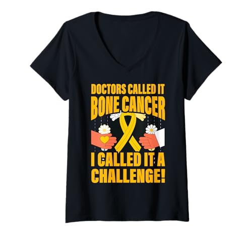 Damen Ärzte nannten es Knochenkrebs Ich nannte es eine Herausforderung T-Shirt mit V-Ausschnitt von Bone Cancer Warrior Apparel Design Power
