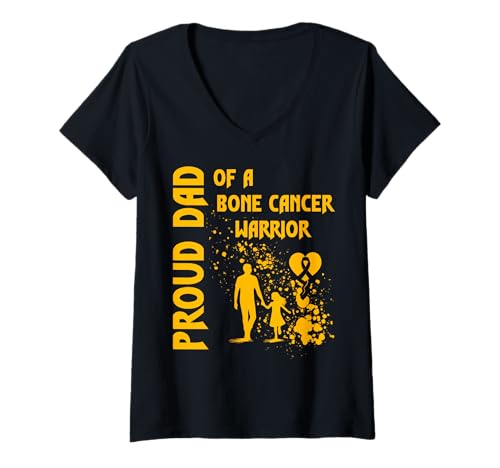 Damen Design: Der stolze Vater eines Knochenkrebskriegers T-Shirt mit V-Ausschnitt von Bone Cancer Warrior Apparel Design Power