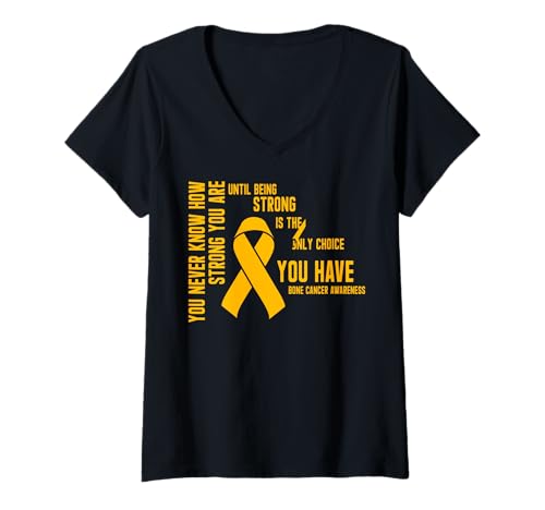 Damen Du weißt nie, wie stark du bist Knochenkrebs T-Shirt mit V-Ausschnitt von Bone Cancer Warrior Apparel Design Power