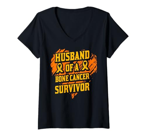 Damen Ehemann eines Knochenkrebs-Überlebenden, Männer T-Shirt mit V-Ausschnitt Damen Ehemann eines Knochenkrebs-Überlebenden, Männer T-Shirt mit V-Ausschnitt von Bone Cancer Warrior Apparel Design Power