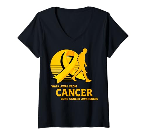 Damen GEH Weg von Bone Cancer Warrior Awareness T-Shirt mit V-Ausschnitt von Bone Cancer Warrior Apparel Design Power