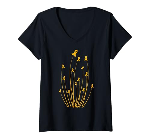 Damen Knochenkrebs Baum Krieger Design T-Shirt mit V-Ausschnitt von Bone Cancer Warrior Apparel Design Power
