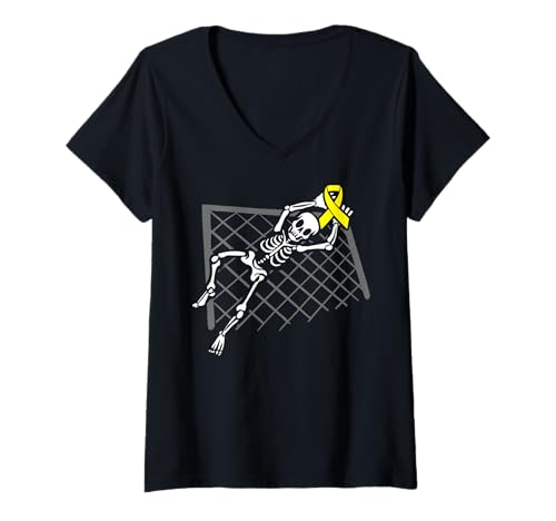 Damen Knochenkrebs-Keeper-Krieger-Design T-Shirt mit V-Ausschnitt von Bone Cancer Warrior Apparel Design Power